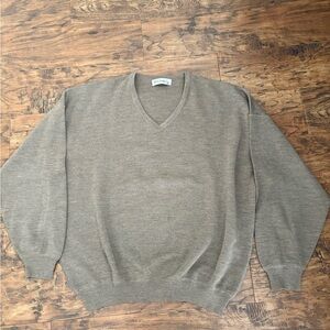 St. Croix Shop Mens V-Neck Pullover Sweater XL Brown Wool Knit Long Sleeve